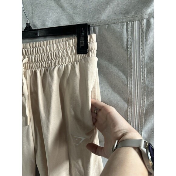 Gymshark Womens S Training Joggers Terry Pants Beige Blush Pink Pockets - Picture 4 of 8